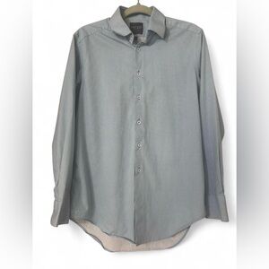 MADISON Slim Fit Men’s Button Down Shirt Blue & White Long Sleeve Collared M